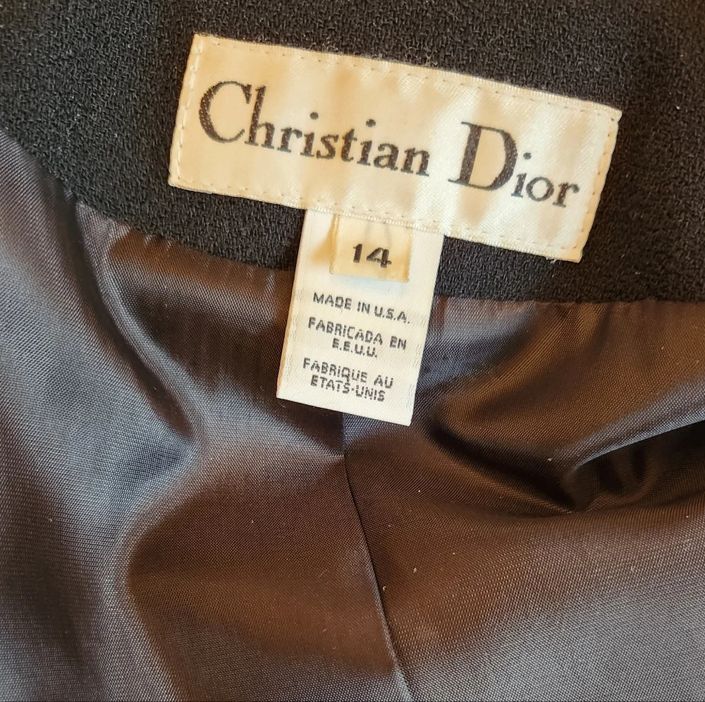 Vintage Authentic Christian Dior Women's Black Wool Blazer Size 14